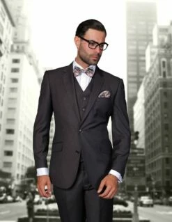 Statement Men's 100% Wool 3 Piece Suit - Tailored Fit -Empire Shop stzv 100 h.charcoal