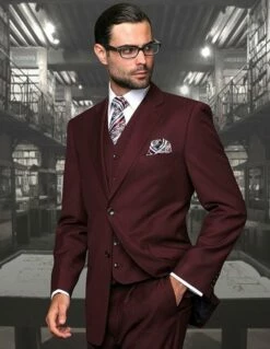 Statement Men's 100% Wool 3 Piece Suit - Solid Colors
