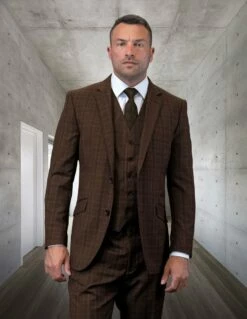 Statement Men's 100% Wool 3 Piece Suit - Plaid Fashion