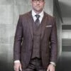 Statement Men's Big And Tall 3 Piece Suit - Plaid Fashion 2 Statement Men's Big And Tall 3 Piece Suit - Plaid Fashion -Empire Shop stzv 300 brown 1 3