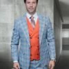 Statement Men's 100% Wool 3 Piece Suit - Unique Color Design 2 Statement Men's 100% Wool 3 Piece Suit - Unique Color Design -Empire Shop sunset blue