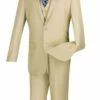 Vinci Men's 3 Piece Slim Fit Executive Style Suit - Flat Front Pants -Empire Shop sv2900 beige