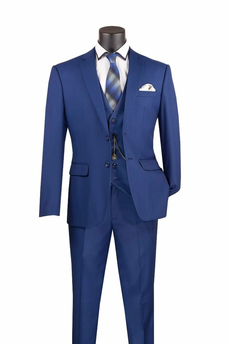 Vinci Men's 3 Piece Slim Fit Executive Style Suit - Flat Front Pants 11 Vinci Men's 3 Piece Slim Fit Executive Style Suit - Flat Front Pants - Image 9