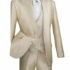 Vinci Men's 3 Piece Sharkskin Slim Fit Suit - Paisley Vest 2 Vinci Men's 3 Piece Sharkskin Slim Fit Suit - Paisley Vest -Empire Shop sv2ht 1 beige 2