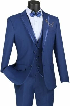 Vinci Men's 3 Piece Wool Feel Slim Fit Suit - Lapel Accent -Empire Shop sv2t 8 blue jpg 800x1200 1 6 1