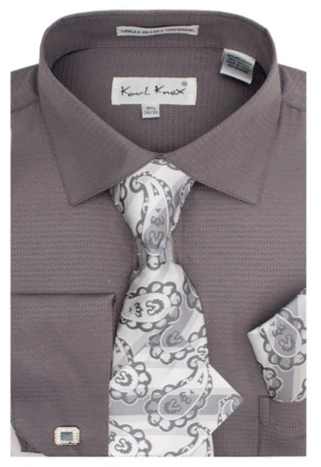 Karl Knox Men's French Cuff Shirt Set - Hollow Jacquard 3 Karl Knox Men's French Cuff Shirt Set - Hollow Jacquard