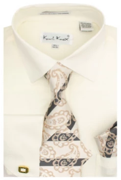 Karl Knox Men's French Cuff Shirt Set - Hollow Jacquard 9 Karl Knox Men's French Cuff Shirt Set - Hollow Jacquard -Empire Shop sx4448ivory