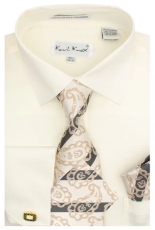 Karl Knox Men's French Cuff Shirt Set - Hollow Jacquard 4 Karl Knox Men's French Cuff Shirt Set - Hollow Jacquard - Image 2