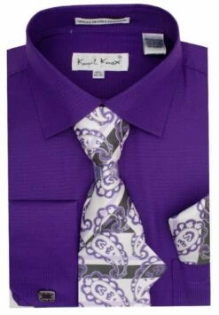 Karl Knox Men's French Cuff Shirt Set - Hollow Jacquard 13 Karl Knox Men's French Cuff Shirt Set - Hollow Jacquard -Empire Shop sx4448purple opt