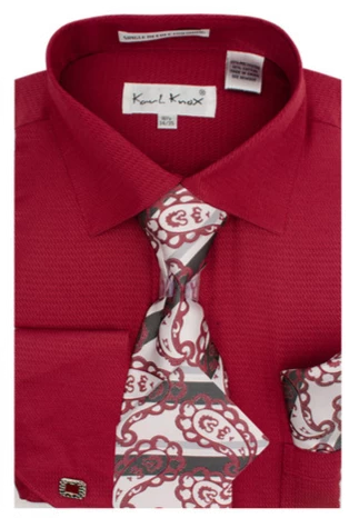 Karl Knox Men's French Cuff Shirt Set - Hollow Jacquard 6 Karl Knox Men's French Cuff Shirt Set - Hollow Jacquard - Image 4