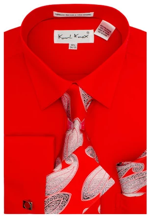 Karl Knox Men's French Cuff Shirt Set - Gradient Jacquard 3 Karl Knox Men's French Cuff Shirt Set - Gradient Jacquard