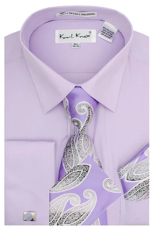 Karl Knox Men's French Cuff Shirt Set - Gradient Jacquard 4 Karl Knox Men's French Cuff Shirt Set - Gradient Jacquard - Image 2