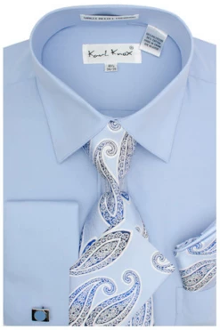 Karl Knox Men's French Cuff Shirt Set - Gradient Jacquard 13 Karl Knox Men's French Cuff Shirt Set - Gradient Jacquard -Empire Shop sx4450 ltblue 1