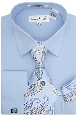 Karl Knox Men's French Cuff Shirt Set - Gradient Jacquard 5 Karl Knox Men's French Cuff Shirt Set - Gradient Jacquard - Image 3