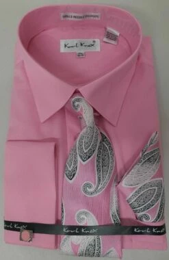 Karl Knox Men's French Cuff Shirt Set - Gradient Jacquard 17 Karl Knox Men's French Cuff Shirt Set - Gradient Jacquard -Empire Shop sx4450 pink 9