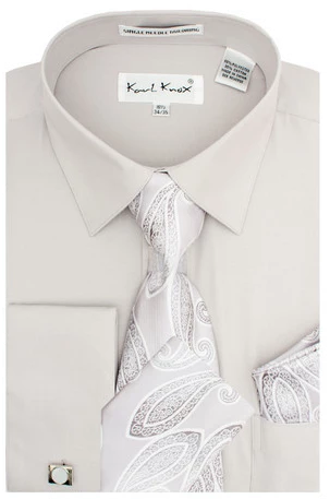 Karl Knox Men's French Cuff Shirt Set - Gradient Jacquard 6 Karl Knox Men's French Cuff Shirt Set - Gradient Jacquard - Image 4