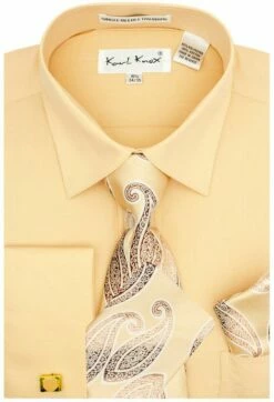 Karl Knox Men's French Cuff Shirt Set - Gradient Jacquard 19 Karl Knox Men's French Cuff Shirt Set - Gradient Jacquard -Empire Shop sx4450 tan 9 opt