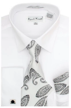 Karl Knox Men's French Cuff Shirt Set - Gradient Jacquard 16 Karl Knox Men's French Cuff Shirt Set - Gradient Jacquard -Empire Shop sx4450 white 9