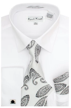 Karl Knox Men's French Cuff Shirt Set - Gradient Jacquard 8 Karl Knox Men's French Cuff Shirt Set - Gradient Jacquard - Image 6