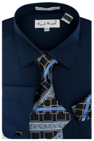 Karl Knox Men's French Cuff Shirt Set - Layered Cubic Design 6 Karl Knox Men's French Cuff Shirt Set - Layered Cubic Design - Image 4