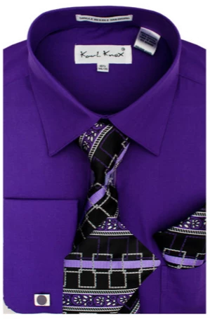 Karl Knox Men's French Cuff Shirt Set - Layered Cubic Design 7 Karl Knox Men's French Cuff Shirt Set - Layered Cubic Design - Image 5