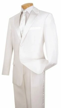 Vinci Men's 2 Piece Poplin Tuxedo - Satin Trim And Buttons