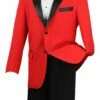Vinci Men's 2 Piece 100% Poplin Discount Tuxedo - Fancy Lapel -Empire Shop t2ff red