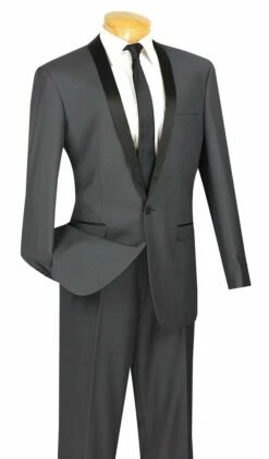 Vinci Men's 2 Piece Wool Feel Slim Fit Tuxedo - Shawl Collar -Empire Shop t ss heather gray