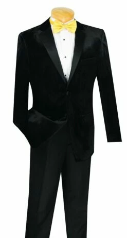 Vinci Men's 2 Piece Wool Feel Slim Fit Tuxedo - Velvet Jacket