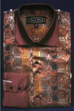 Daniel Ellissa Men's Fashion Dress Shirt - Tonal Stripe With Swirl -Empire Shop tan 8