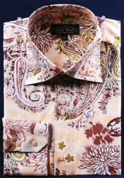 Daniel Ellissa Men's Fashion Dress Shirt - Varied Floral Pattern -Empire Shop tan 9