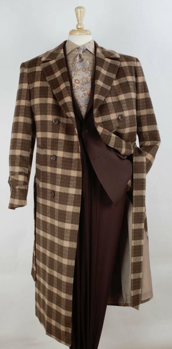 Veno Giovanni Men's 100% Wool Full Length Length Top Coat - Double Breasted 3 Veno Giovanni Men's 100% Wool Full Length Length Top Coat - Double Breasted