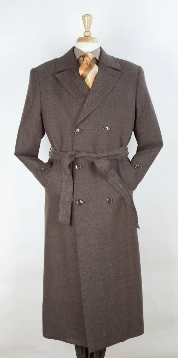 Veno Giovanni Men's 100% Wool Full Length Length Top Coat - Double Breasted 4 Veno Giovanni Men's 100% Wool Full Length Length Top Coat - Double Breasted - Image 2