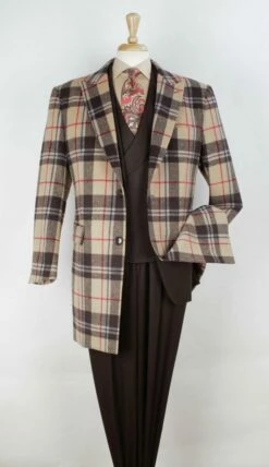 Veno Giovanni Men's 100% Wool 3/4 Length Length Top Coat - Single Breasted -Empire Shop til72 1