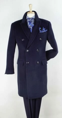 Veno Giovanni Men's 100% Wool 3/4 Length Length Top Coat - Bold Colors