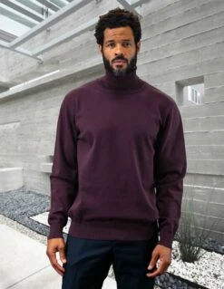 Statement Men's Long Sleeve Shirt - Turtle Neck Sweater -Empire Shop tns 100 eggplant