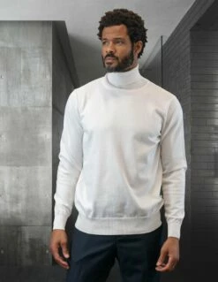 Statement Men's Long Sleeve Shirt - Turtle Neck Sweater -Empire Shop tns 100 white