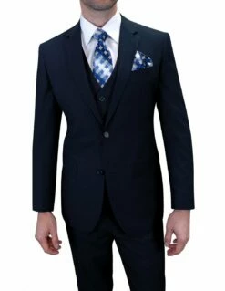 Statement Men's 100% Wool 3 Piece Suit - Bold Colors 13 Statement Men's 100% Wool 3 Piece Suit - Bold Colors -Empire Shop ts 2v navy 18