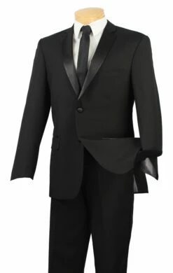 Vinci Men's 2 Piece Wool Feel Slim Fit Tuxedo - 2 Button