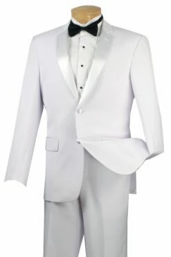 Vinci Men's 2 Piece Wool Feel Slim Fit Tuxedo - 2 Button -Empire Shop tsc900 white