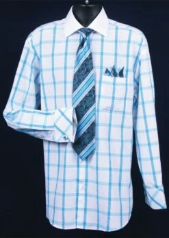 Daniel Ellissa Men's French Cuff Dress Shirt Set - Spread Collar 27 Daniel Ellissa Men's French Cuff Dress Shirt Set - Spread Collar -Empire Shop turq 1