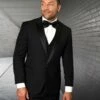 Statement Men's 3 Piece 100% Wool Tuxedo - Stylish Accents 2 Statement Men's 3 Piece 100% Wool Tuxedo - Stylish Accents -Empire Shop tux pk black