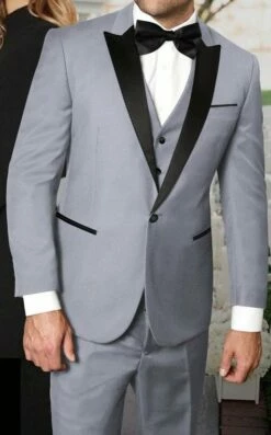 Statement Men's 3 Piece 100% Wool Tuxedo - Stylish Accents -Empire Shop tux pk grey