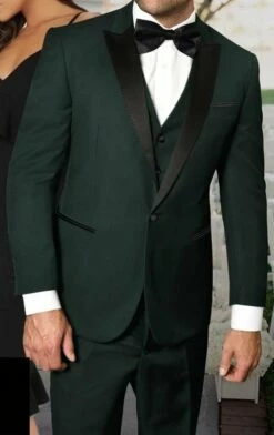Statement Men's 3 Piece 100% Wool Tuxedo - Stylish Accents -Empire Shop tux pk hunter