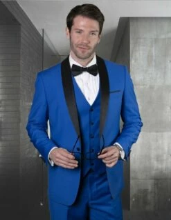 Statement Men's 3 Piece 100% Wool Tuxedo - Bold Colors -Empire Shop tux sh royal 3 1