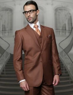 Statement Men's 3 Piece 100% Wool Fashion Suit - Big And Tall -Empire Shop tz 100 copper 1 1