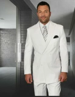 Statement Men's 2 Piece 100% Wool Fashion Suit - Bold Color -Empire Shop tzd 100 white