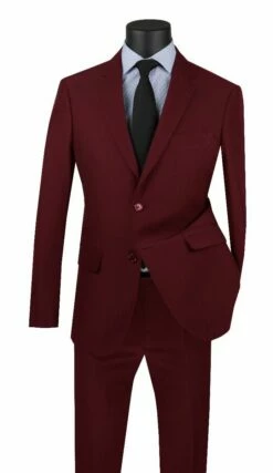 Vinci Men's 2 Piece Poplin Discount Suit - 2 Button Jacket -Empire Shop us 2pp burgundy 1 1 25