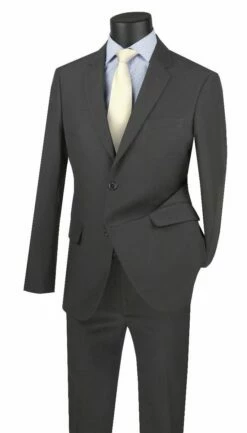 Vinci Men's 2 Piece Poplin Discount Suit - 2 Button Jacket -Empire Shop us 2pp med gray 1 1 27