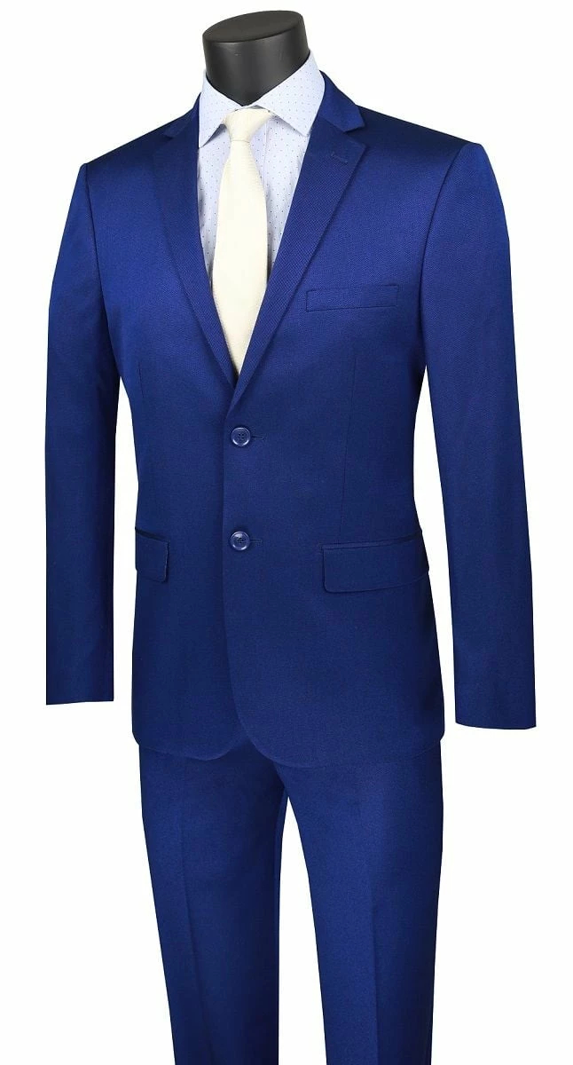 Vinci Men's 2 Piece Wool Feel Slim Fit Suit - Subtle Texture 4 Vinci Men's 2 Piece Wool Feel Slim Fit Suit - Subtle Texture - Image 2